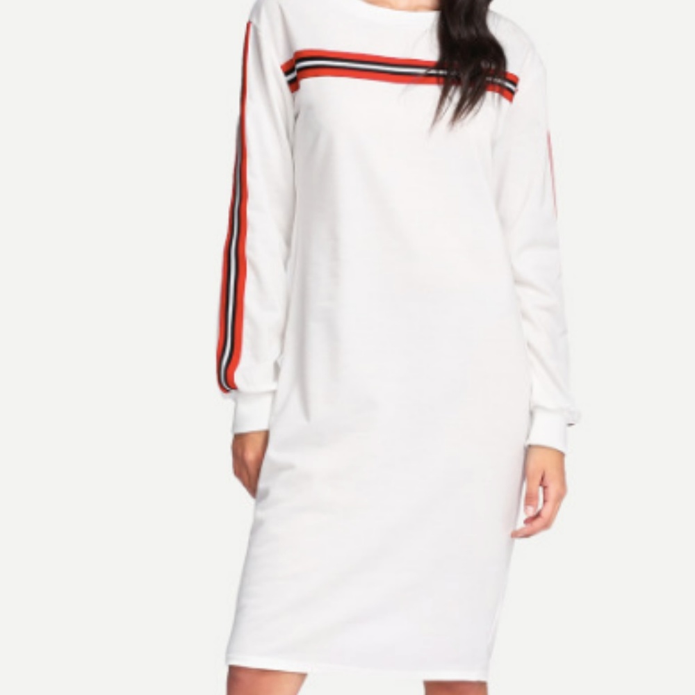 Stripe Tape Detail Sweatshirt Dress